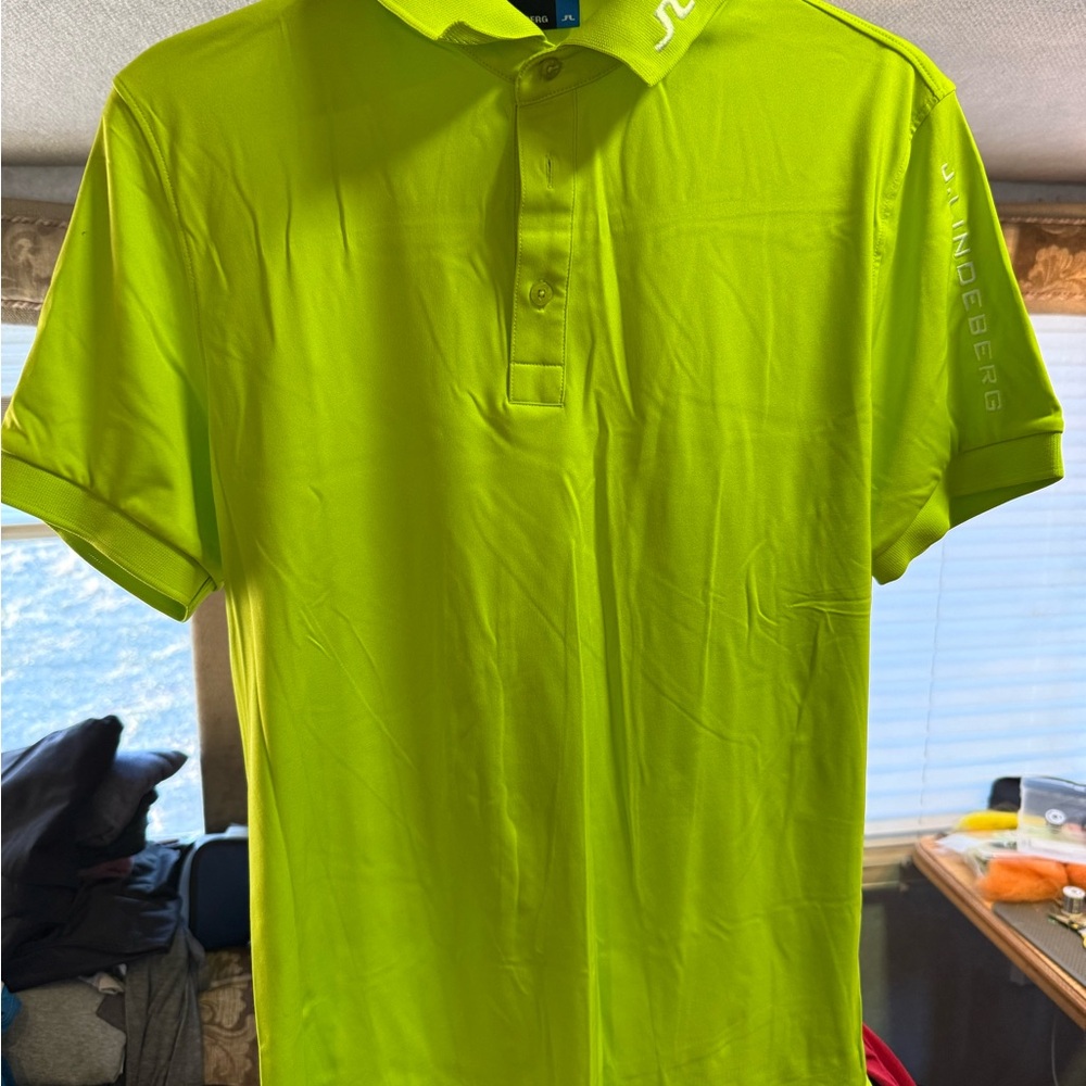 J.Lindeberg Men's Bright Green Polo Shirt
